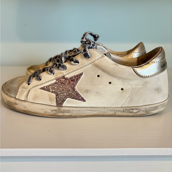 Golden Goose Super Star sneakers pink/purple glitter star, gold heel tab 37 - Picture 2 of 13